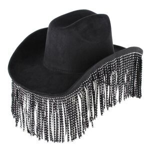 CTM Women's Studded Fringe Western Cowboy Hat